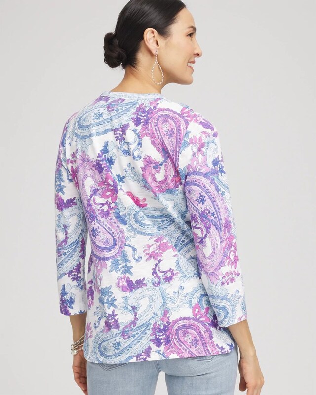 Paisley Slub Scoop Neck Tee - image 3
